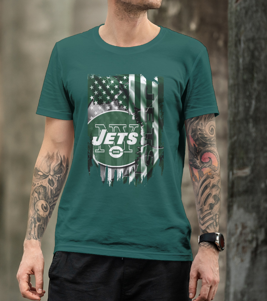 New York Jets American Flag Football T-Shirt