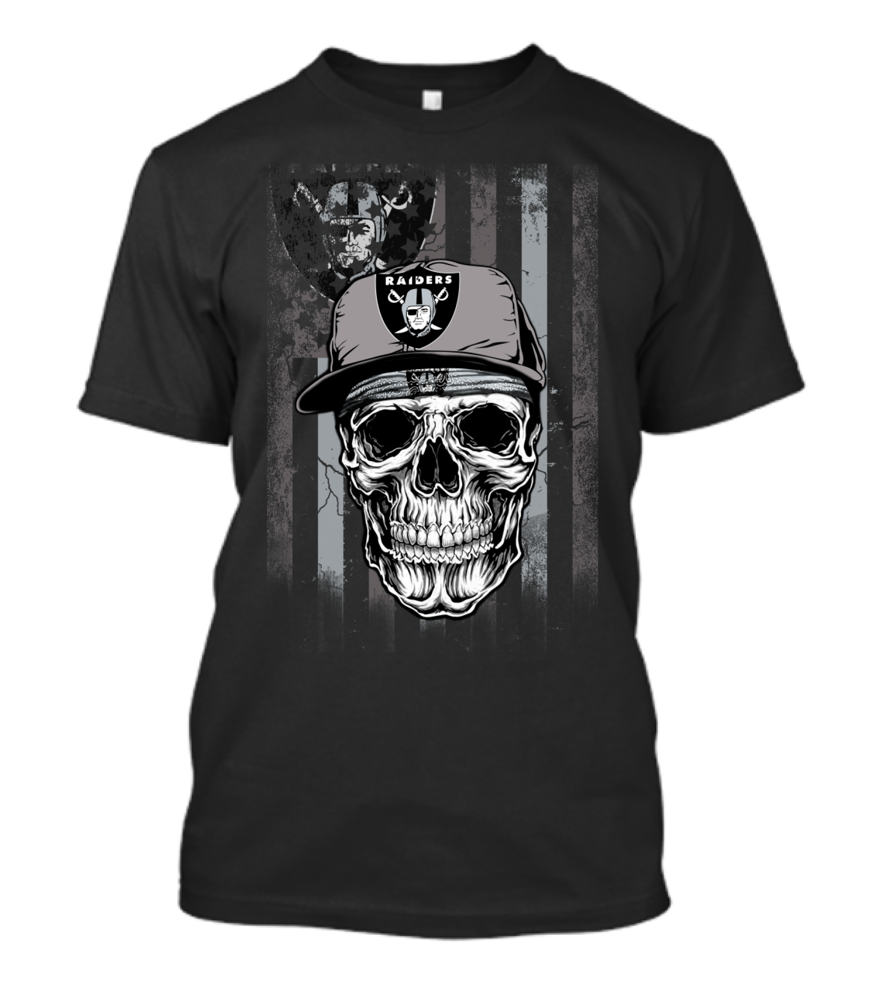 Oakland Raiders Skull With Raiders Cap And Team T-Shirt