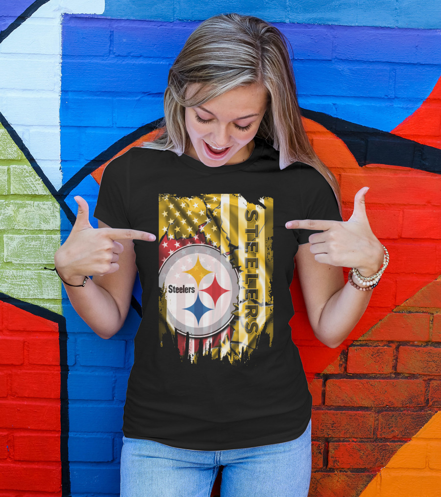 Pittsburgh Steelers Team Colors And Iconic Logomania T-Shirt