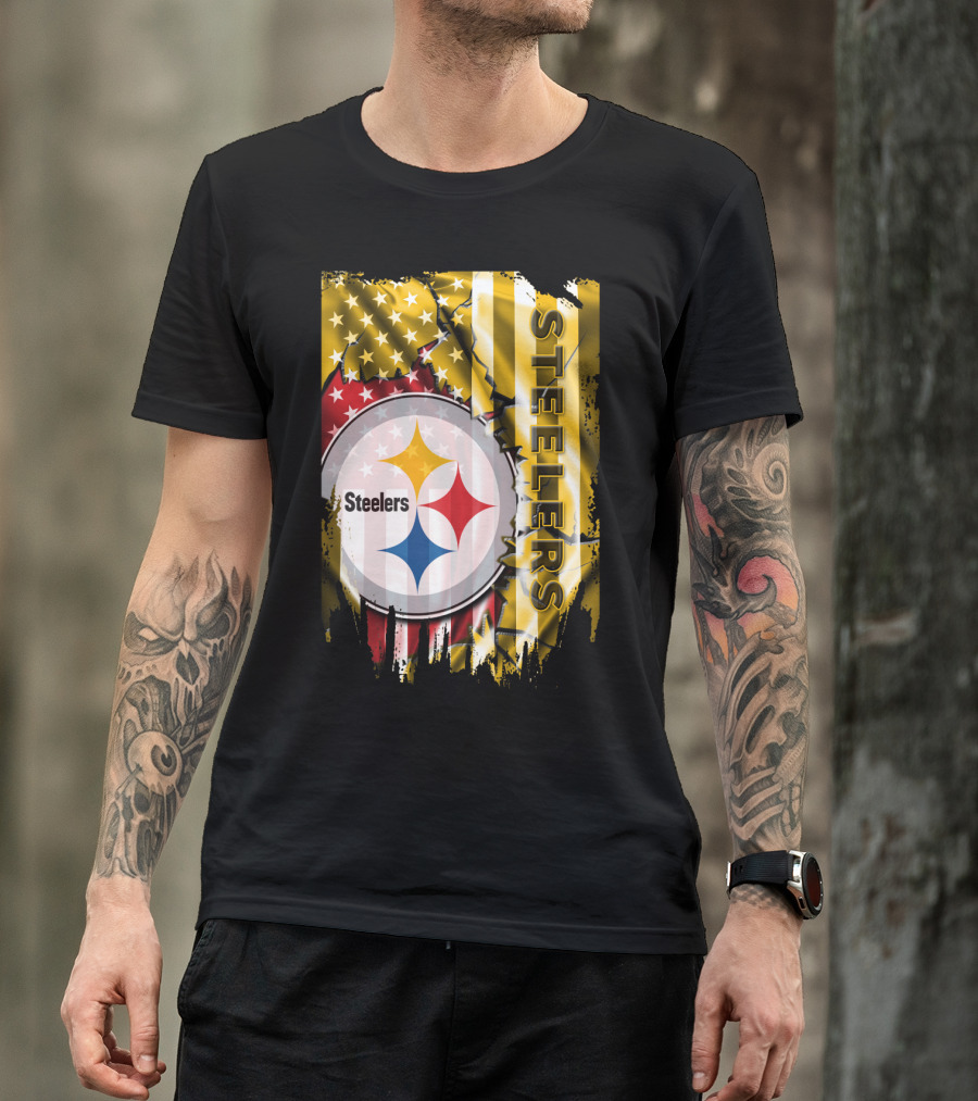 Pittsburgh Steelers Team Colors And Iconic Logomania T-Shirt