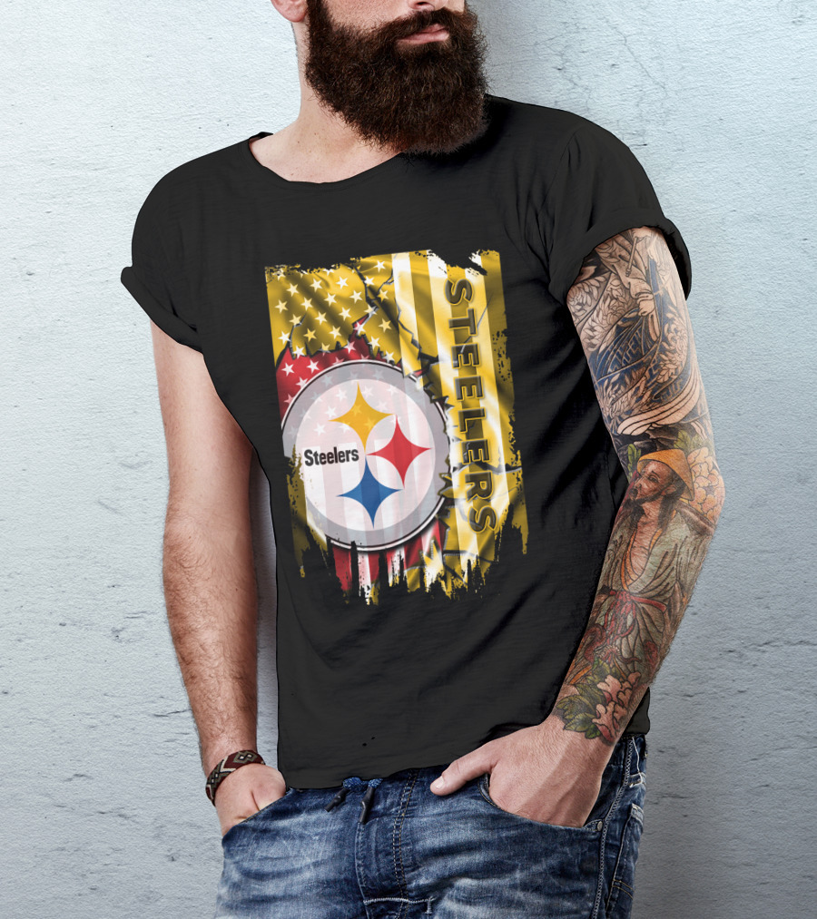 Pittsburgh Steelers Team Colors And Iconic Logomania T-Shirt