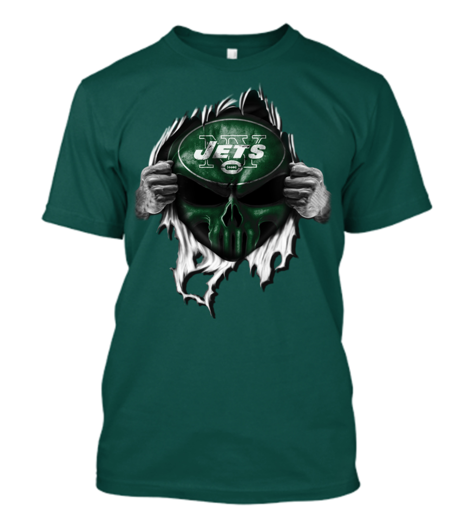 New York Jets Skull Ripping Football Helmet T-Shirt