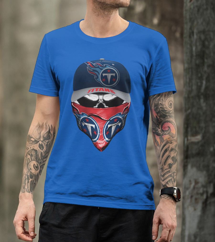 Tennessee Titans Logo Bandana And Cap Combination T-Shirt