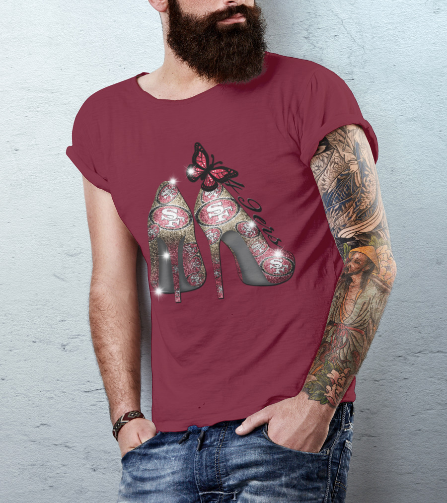 San Francisco 49ers High Heels Butterfly Sparkle T-Shirt