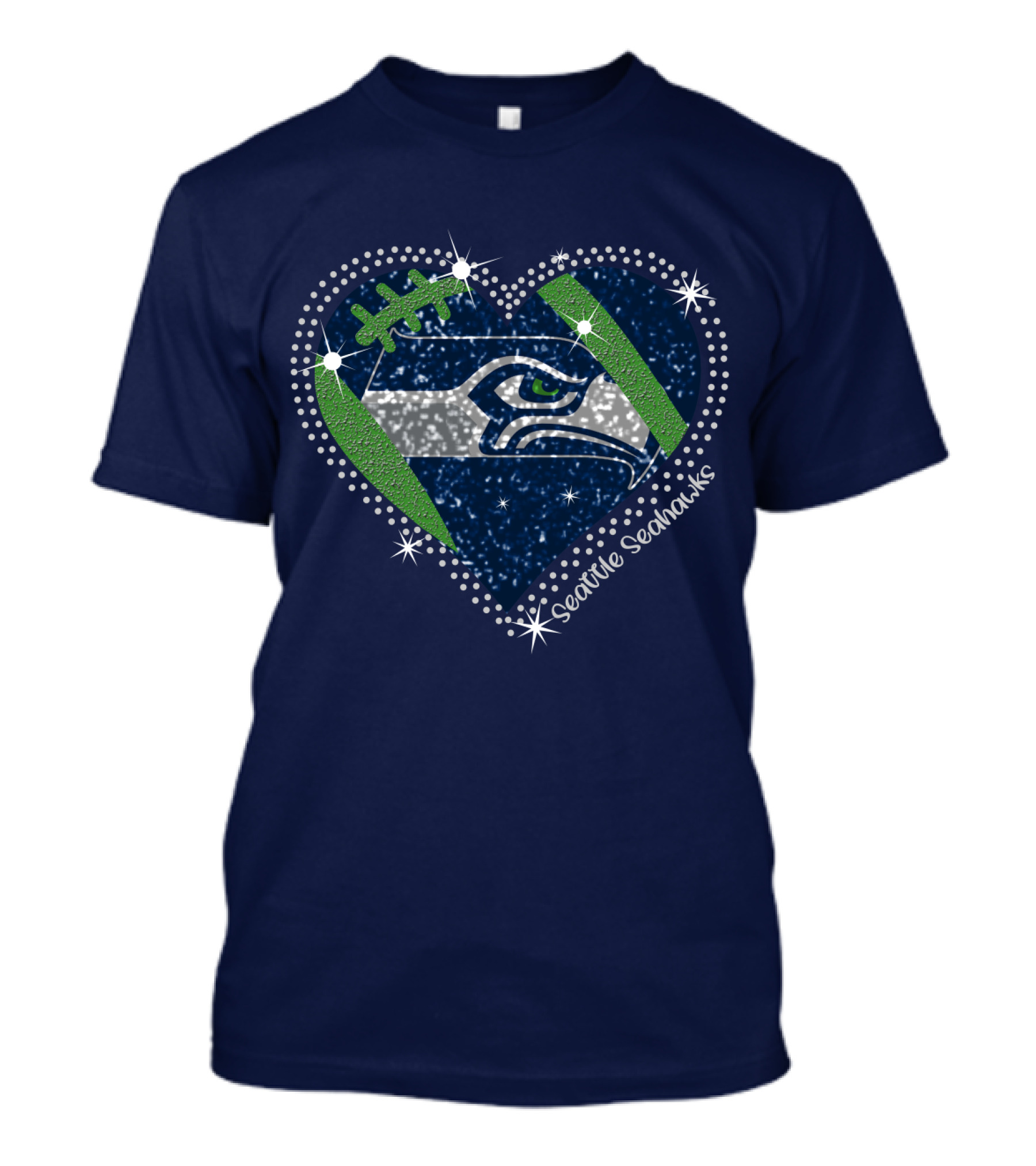 Seattle Seahawks Heart Sparkle Football T-Shirt