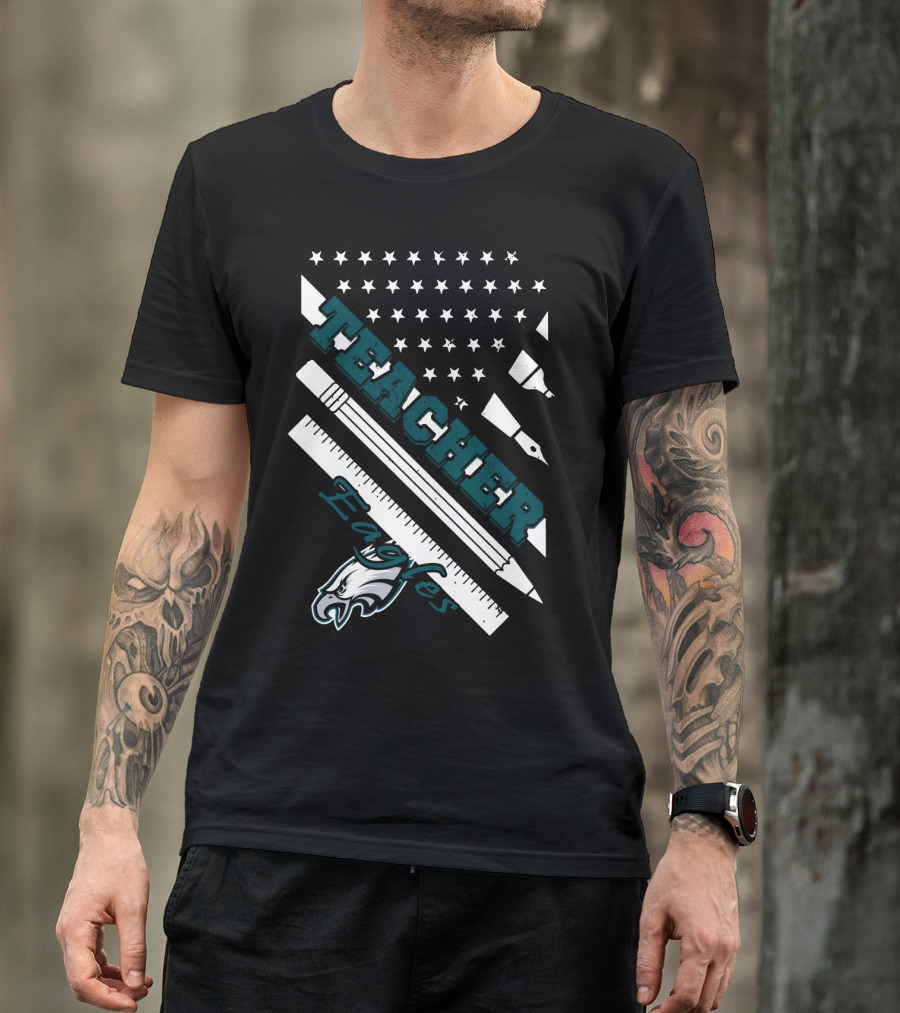 Philadelphia Eagles Teacher Usa Flag T-Shirt
