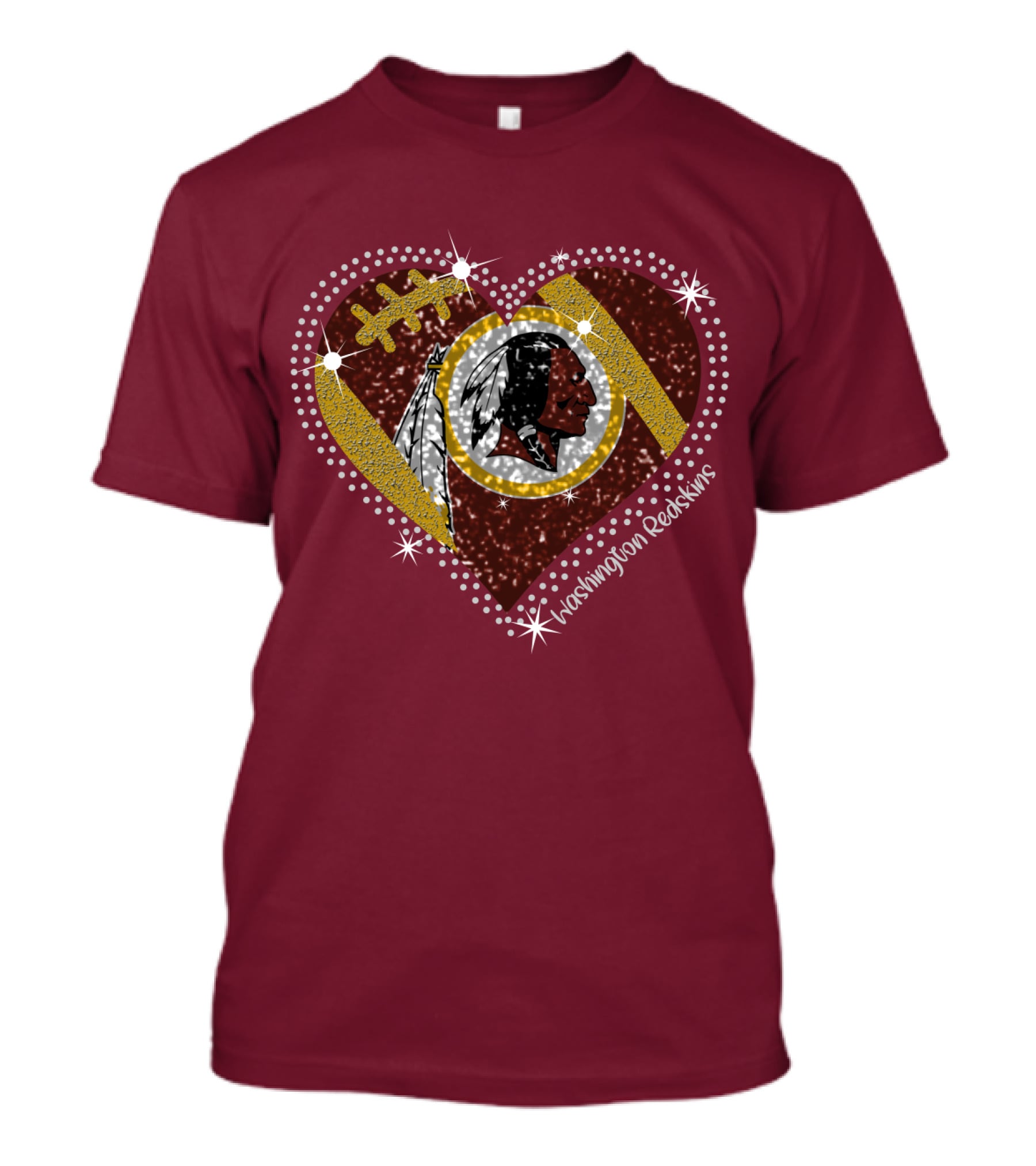 Washington Redskins Heart Football T-Shirt