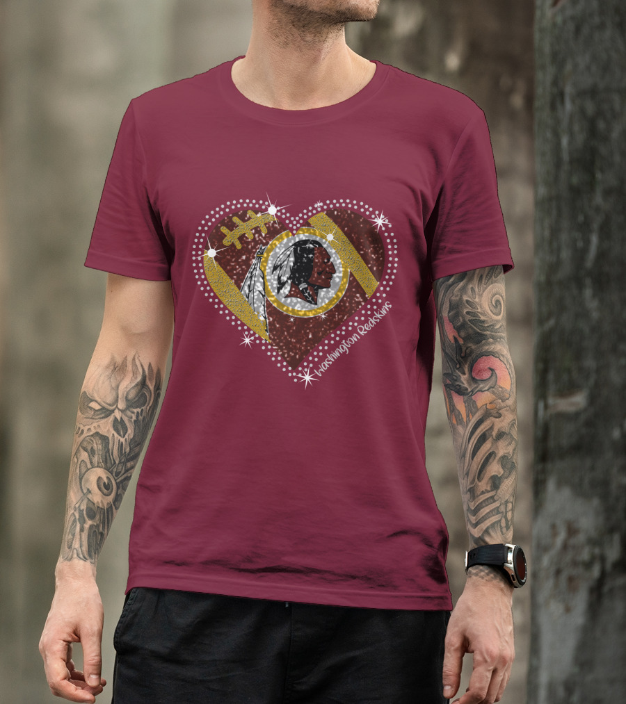 Washington Redskins Heart Football T-Shirt