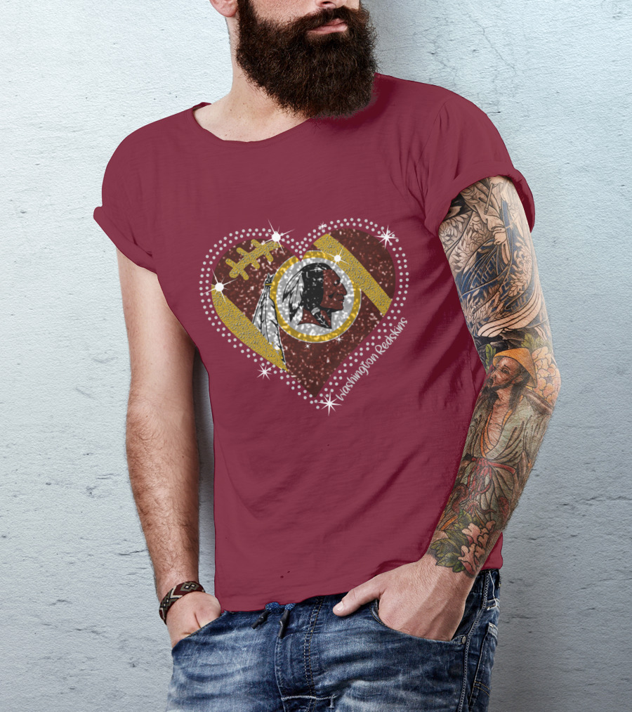 Washington Redskins Heart Football T-Shirt