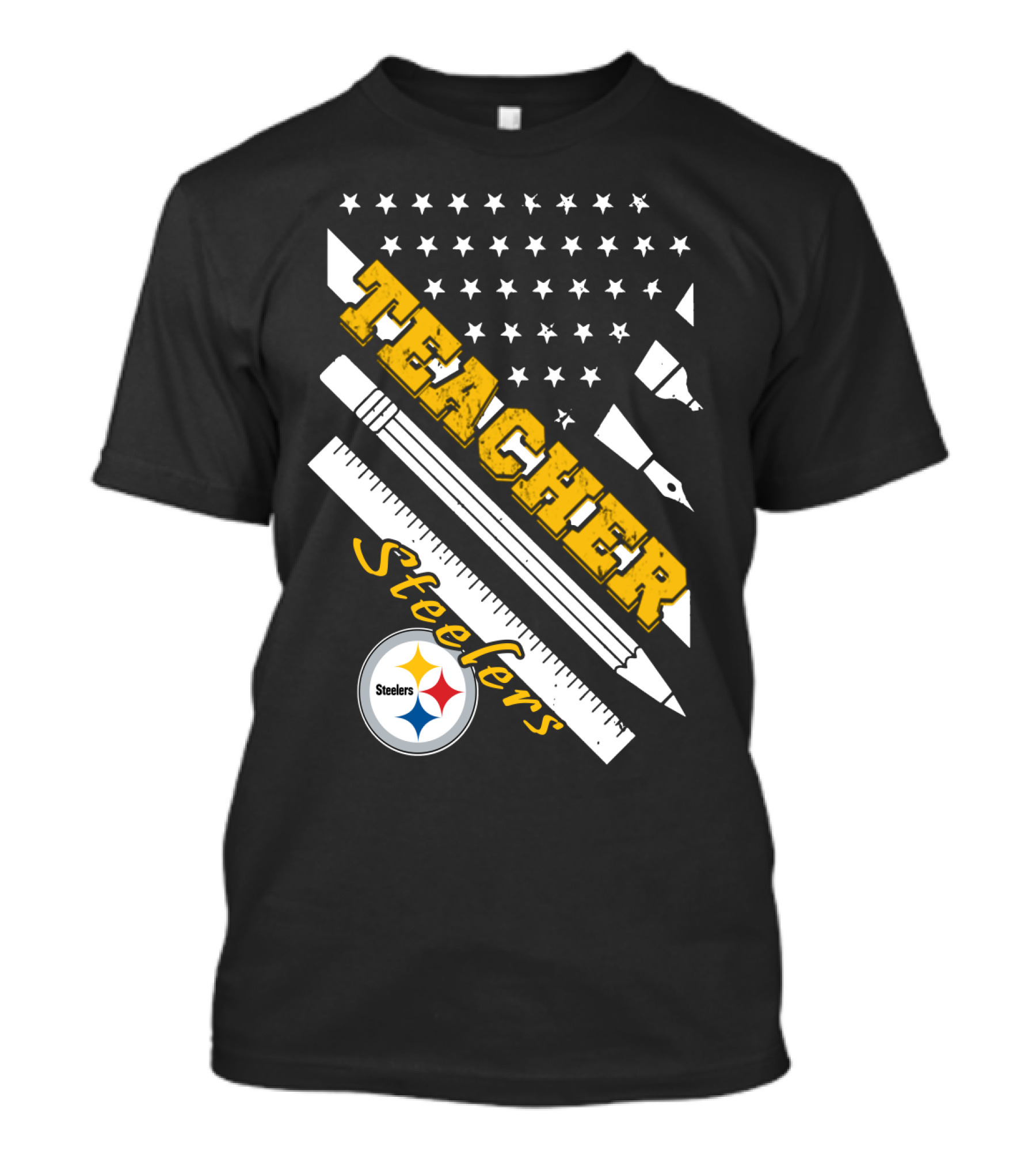 Pittsburgh Steelers Teacher Stars And Supplies T-Shirt