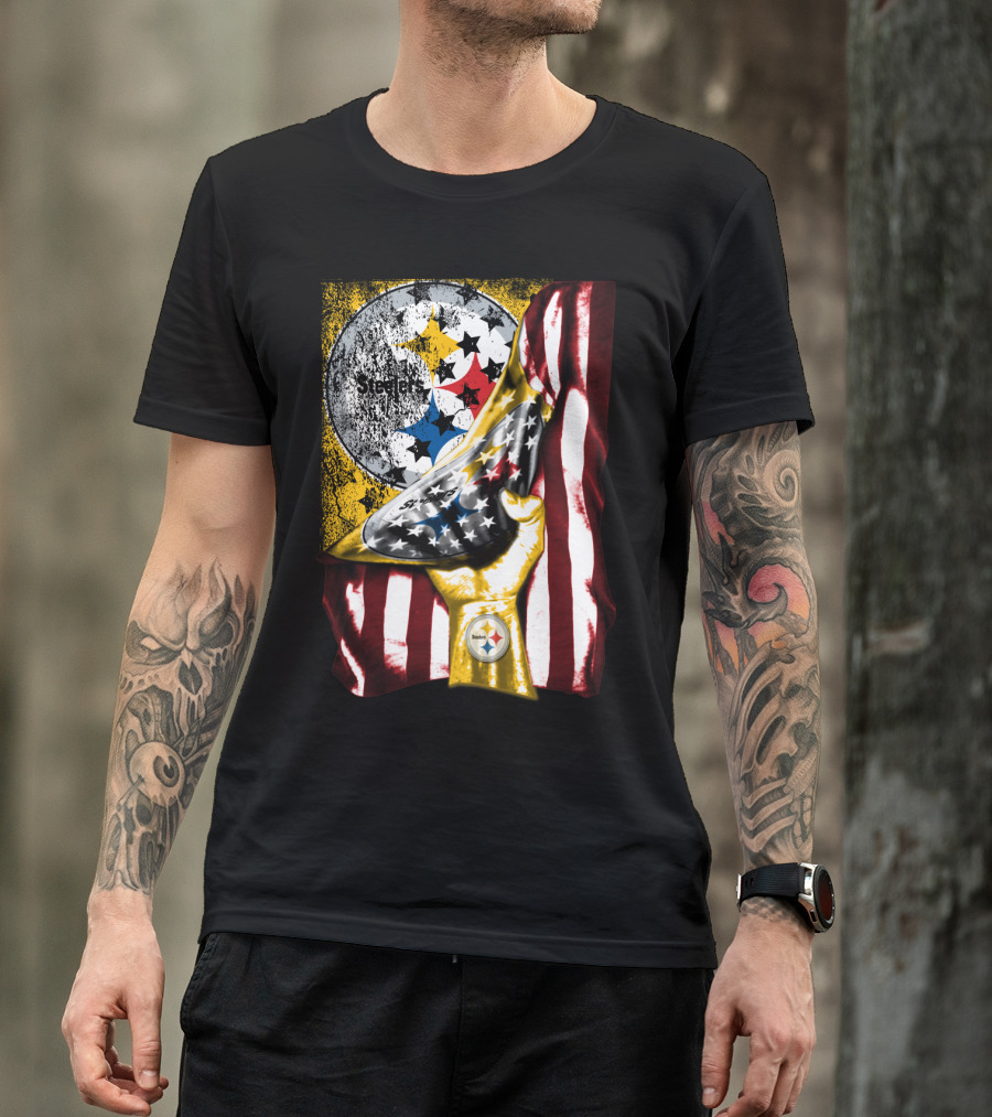 Pittsburgh Steelers American Flag Trophy T-Shirt