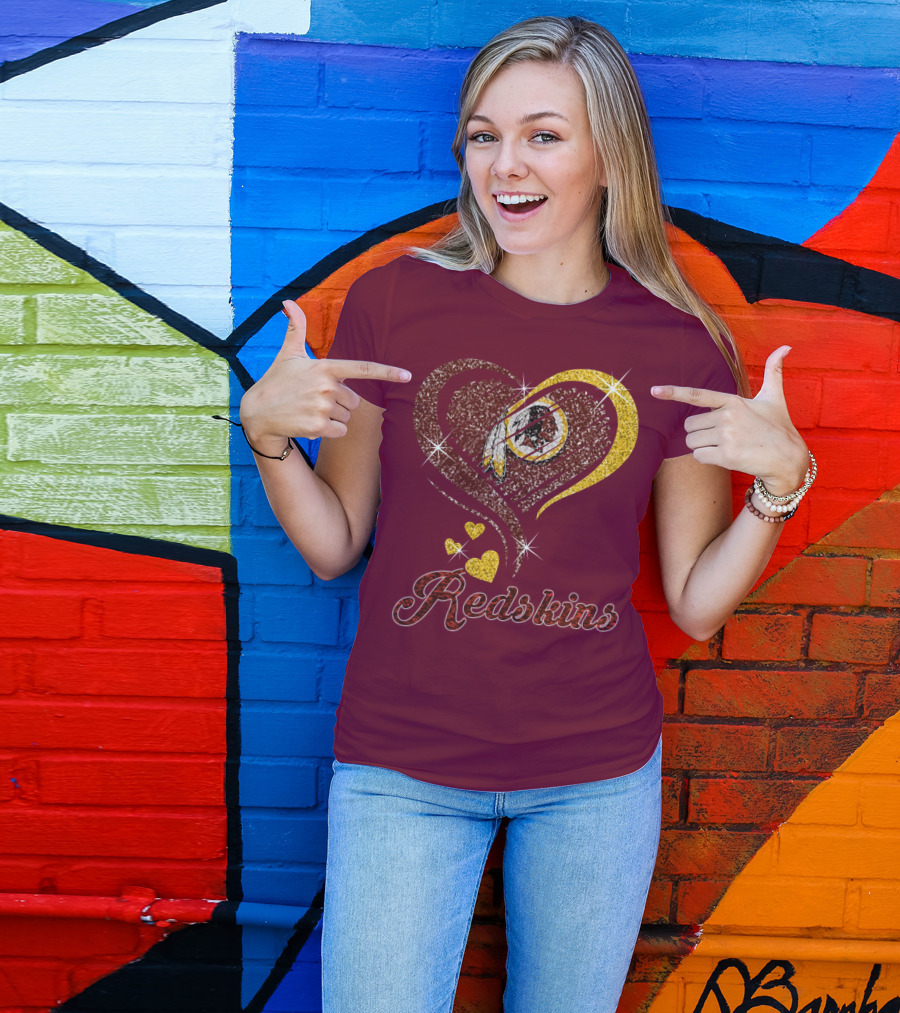 Redskins Heart Gold Football Team T-Shirt