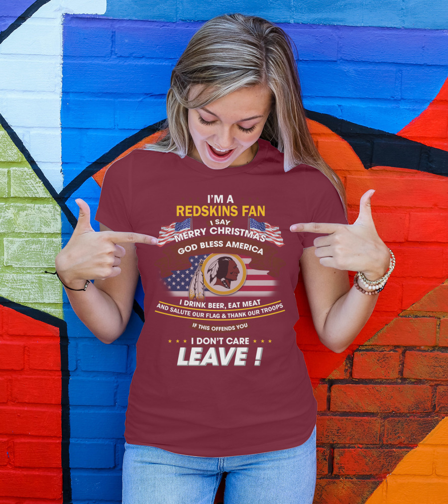 I'm A Redskins Fan Merry Christmas God Bless America T-Shirt