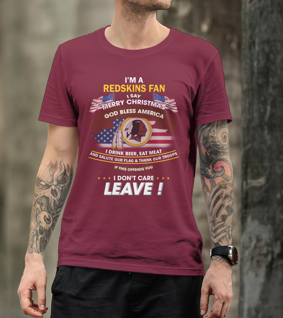 I'm A Redskins Fan Merry Christmas God Bless America T-Shirt