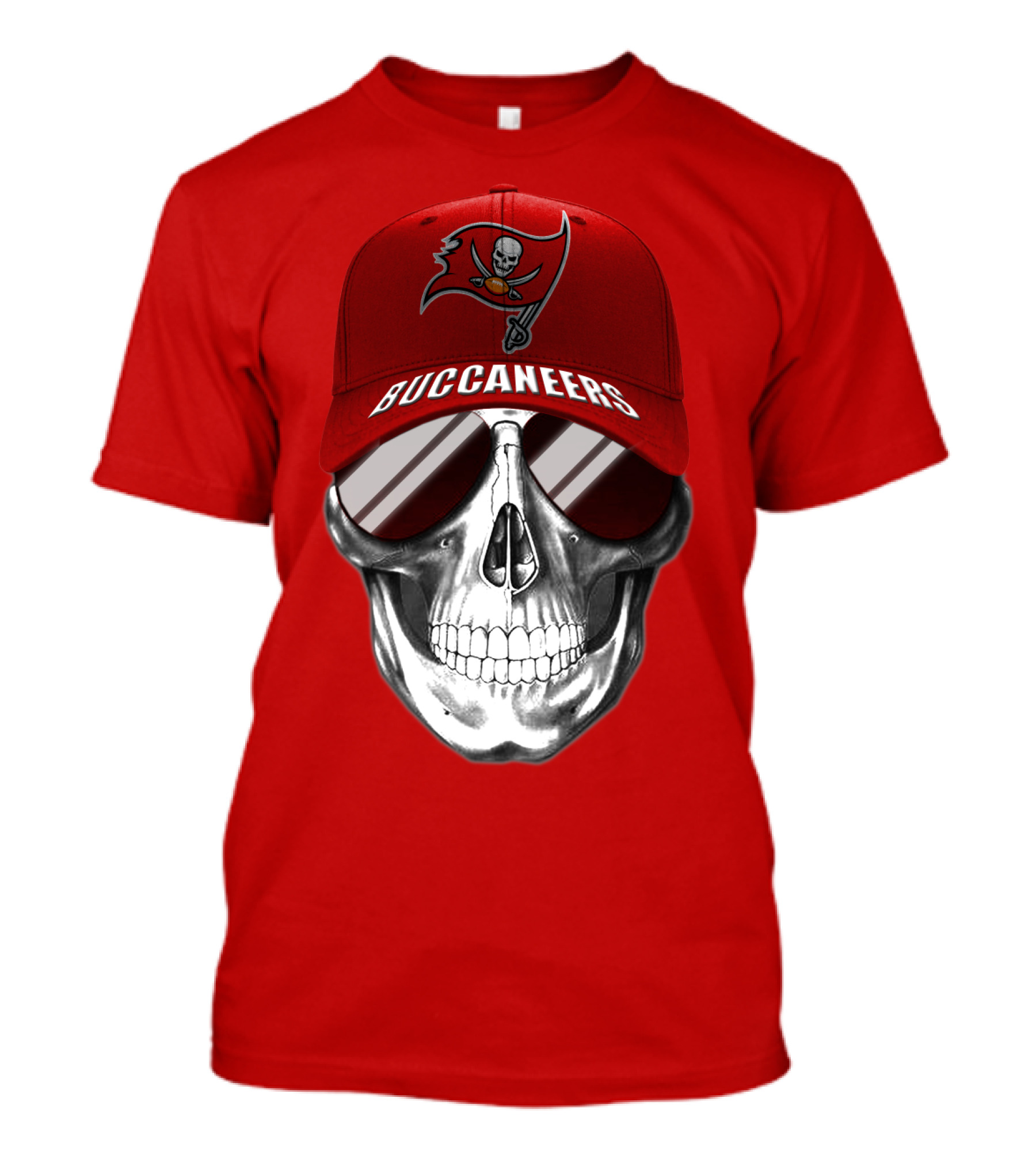 Tampa Bay Buccaneers Skull With Red Cap T-Shirt