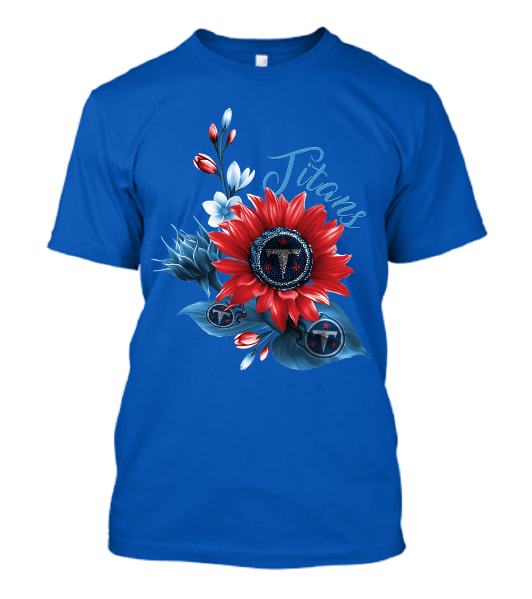 Tennessee Titans Floral Design With Logo Elements T-Shirt