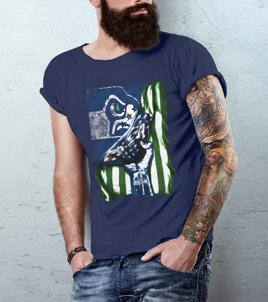 Seattle Seahawks American Flag Fist T-Shirt