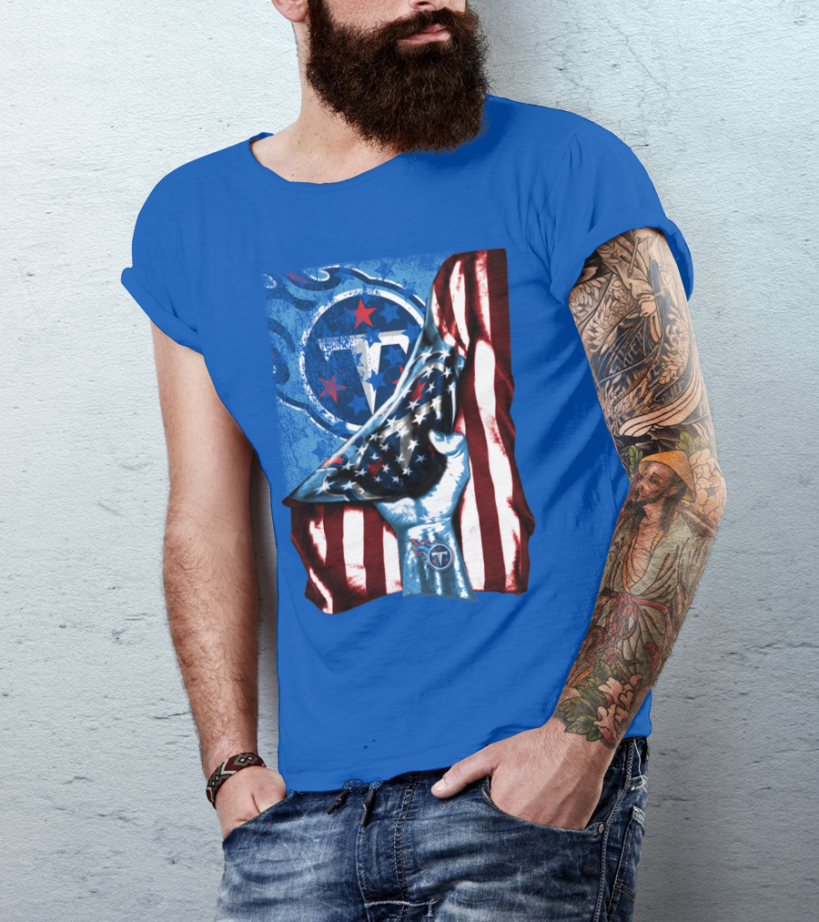 Tennessee Titans American Flag Stars And Stripes Team T-Shirt