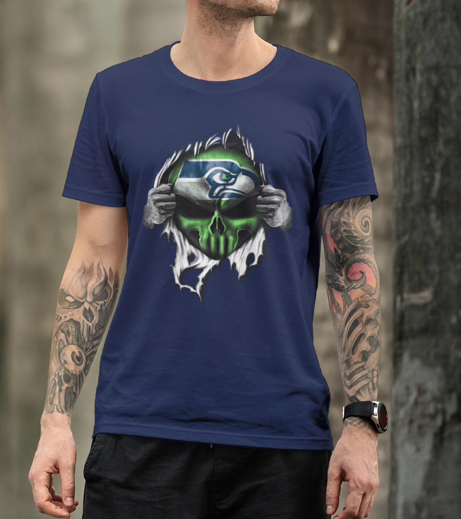 Seattle Seahawks Skull Ripping T-Shirt