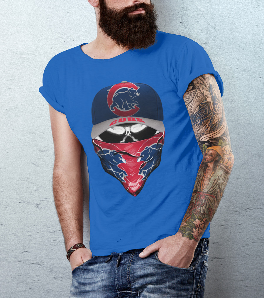 Chicago Cubs Bear Logo Cap And Bandana Combo T-Shirt