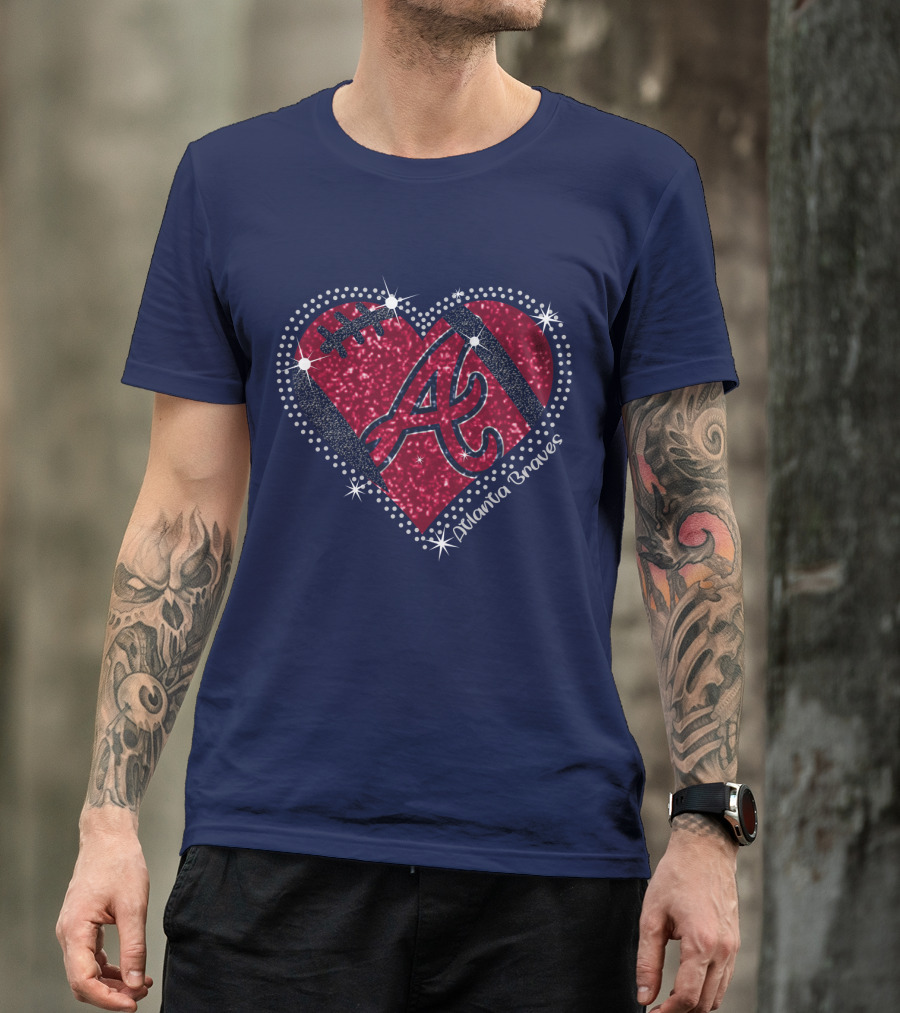 Atlanta Braves Heart With Sparkling Baseball T-Shirt