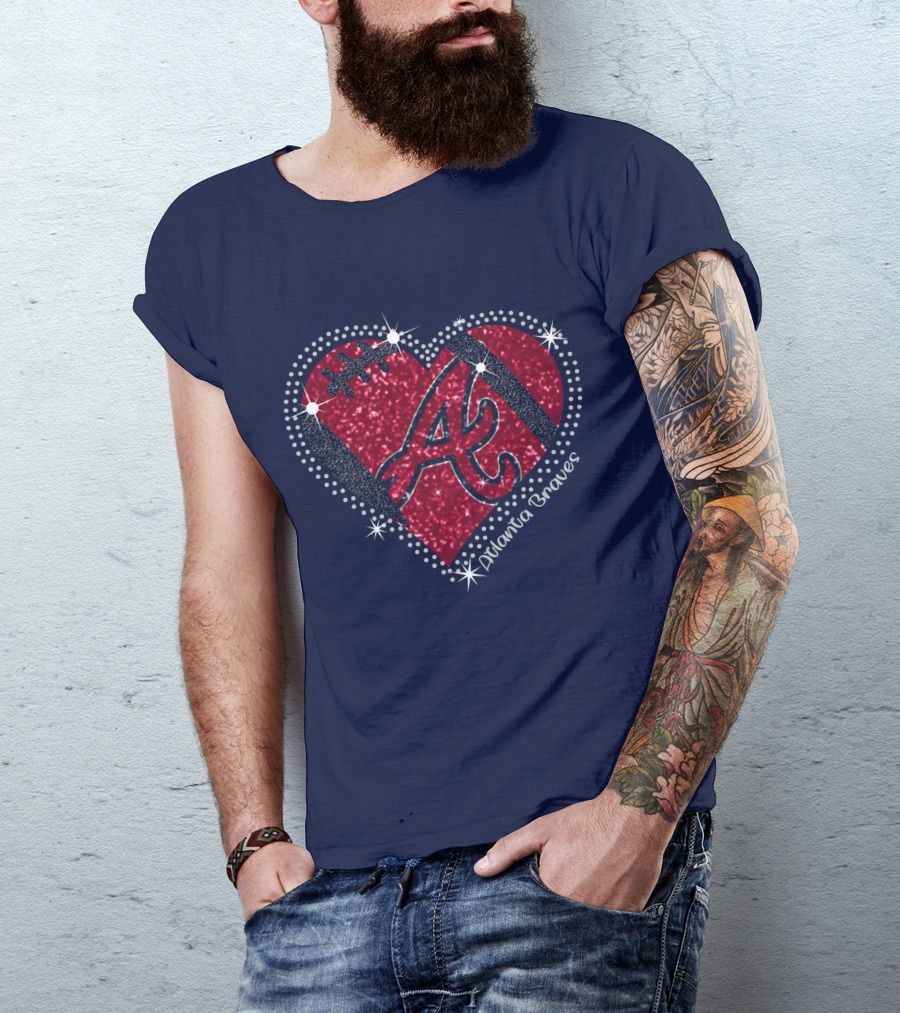 Atlanta Braves Heart With Sparkling Baseball T-Shirt