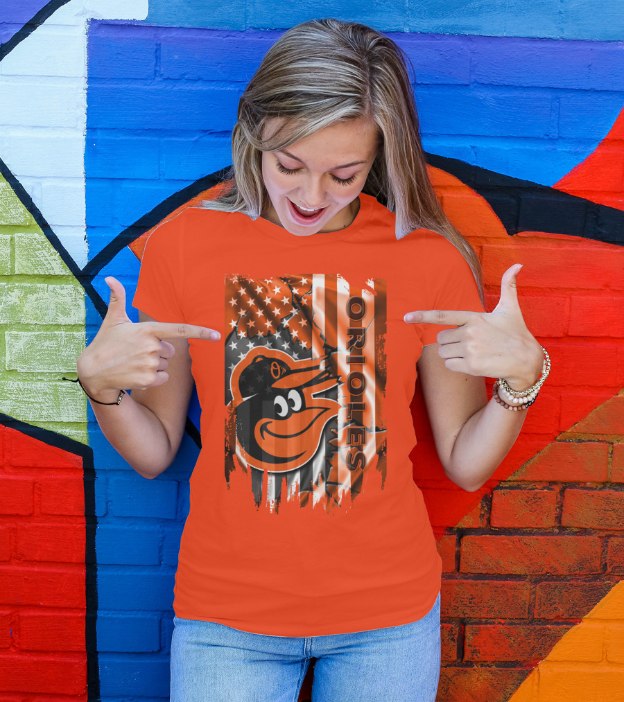 Baltimore Orioles American Flag Bird T-Shirt