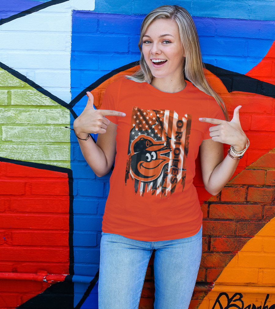 Baltimore Orioles American Flag Bird T-Shirt