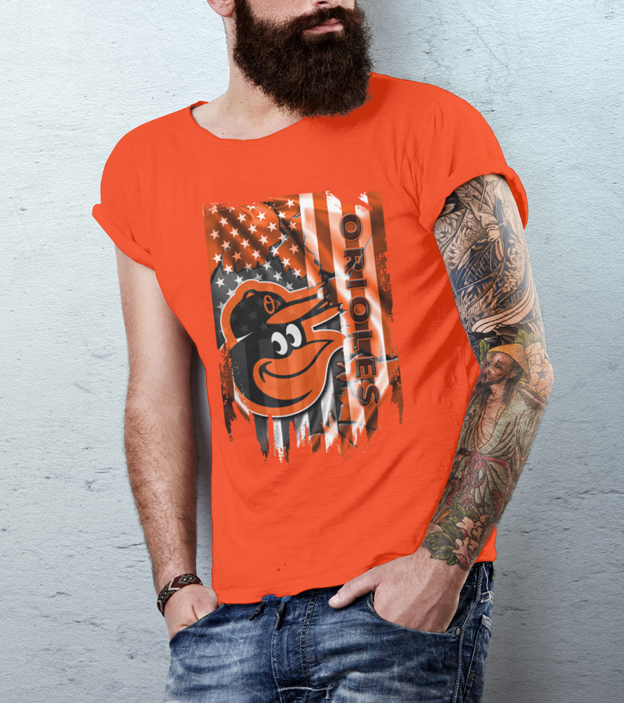 Baltimore Orioles American Flag Bird T-Shirt