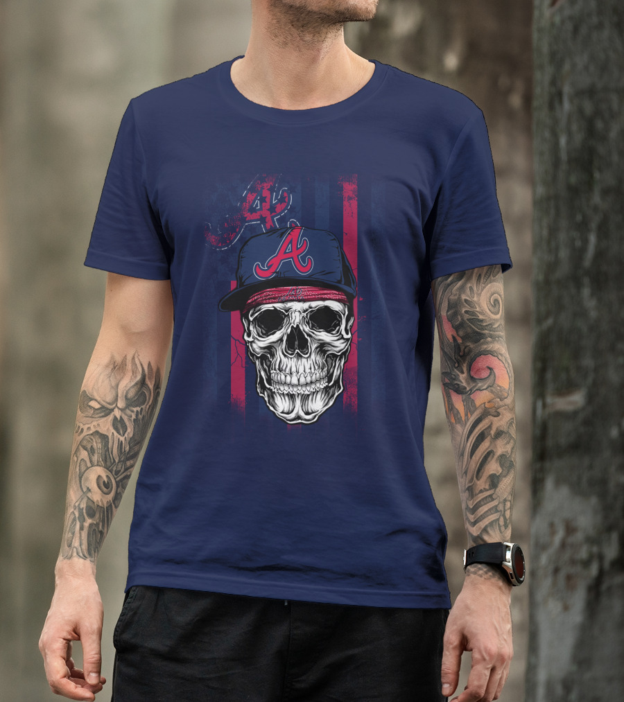 Atlanta Braves Skull With Cap And Team T-Shirt