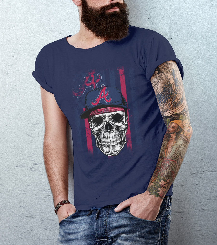Atlanta Braves Skull With Cap And Team T-Shirt