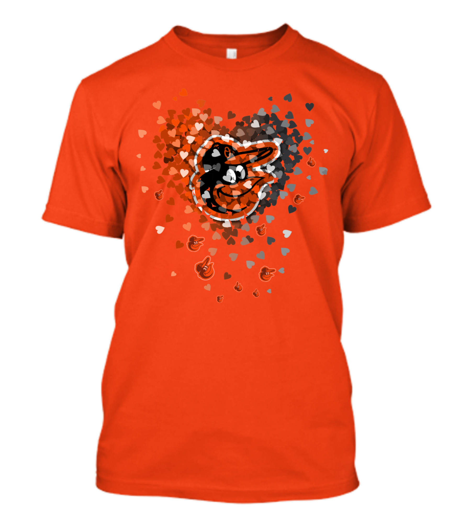 Baltimore Orioles Heart Pattern With Team T-Shirt