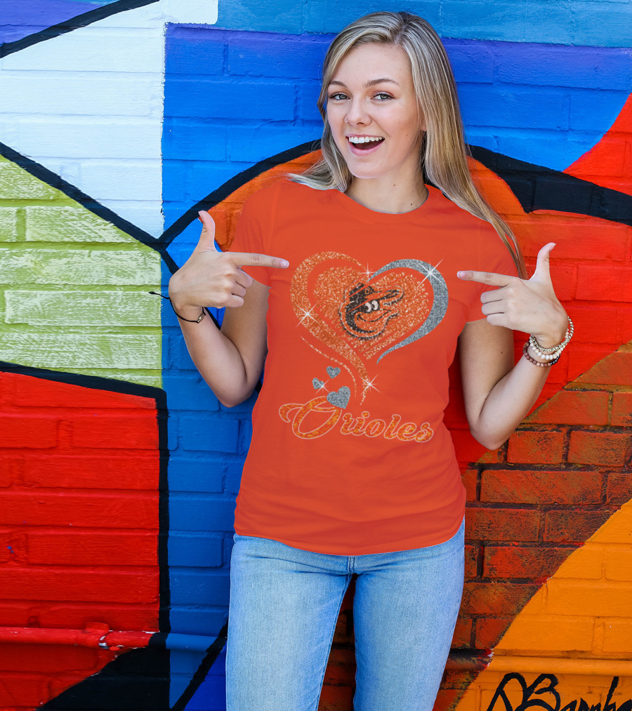 Orioles Heart Sparkle Design Baltimore Orioles T-Shirt