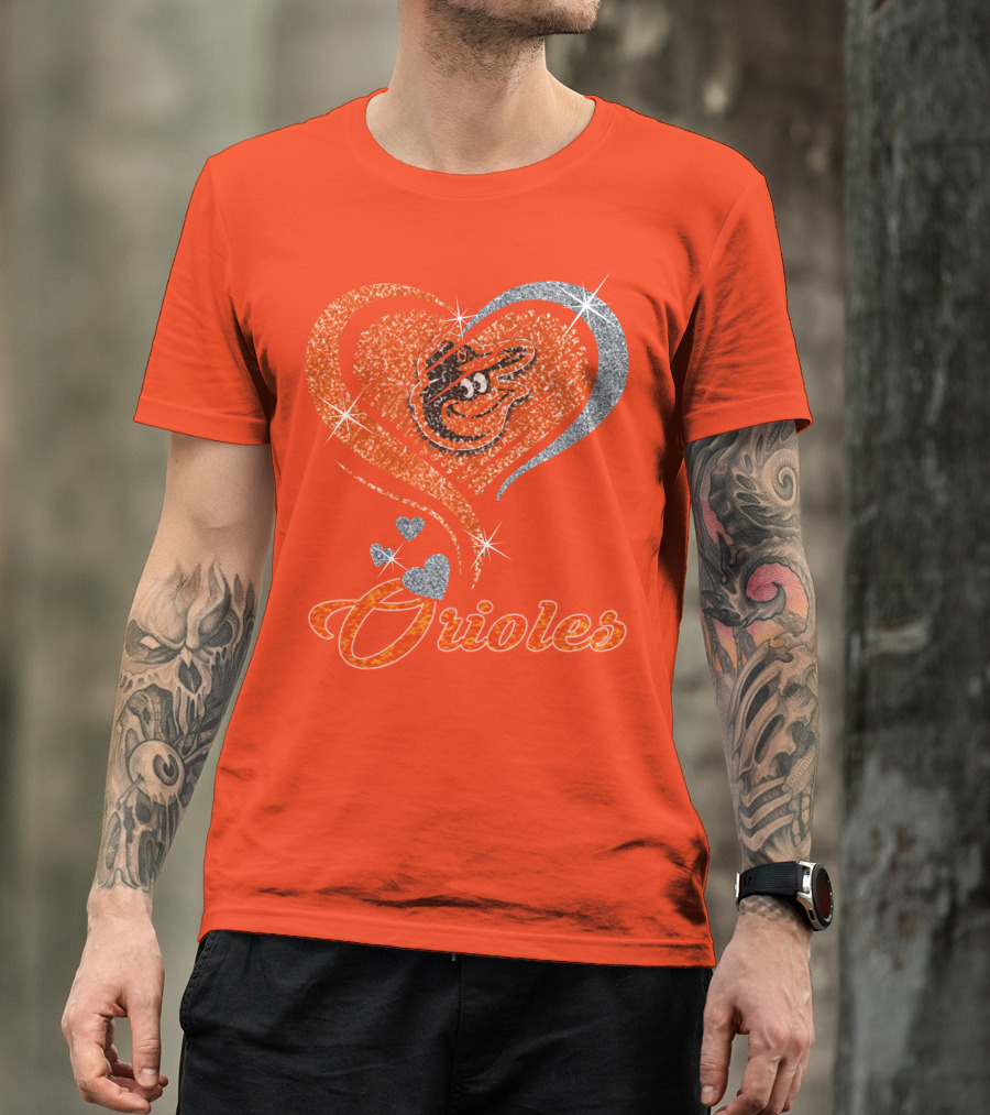 Orioles Heart Sparkle Design Baltimore Orioles T-Shirt