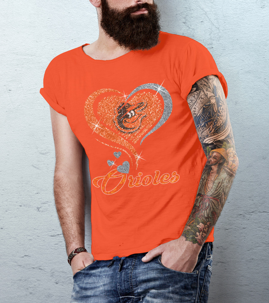 Orioles Heart Sparkle Design Baltimore Orioles T-Shirt