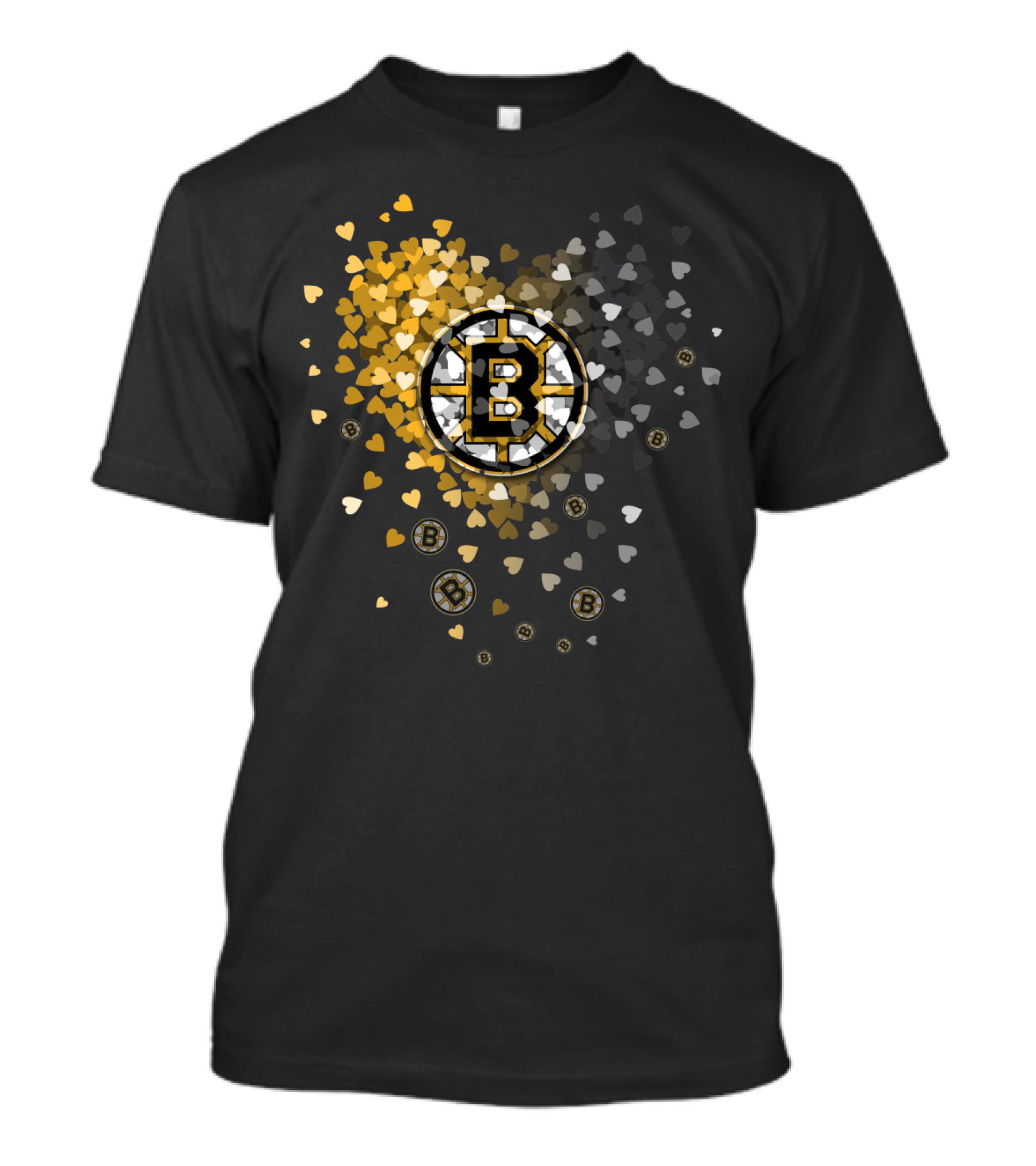 Boston Bruins Heart-Inspired Logo And Symbol Design With Colorful Hearts T-Shirt