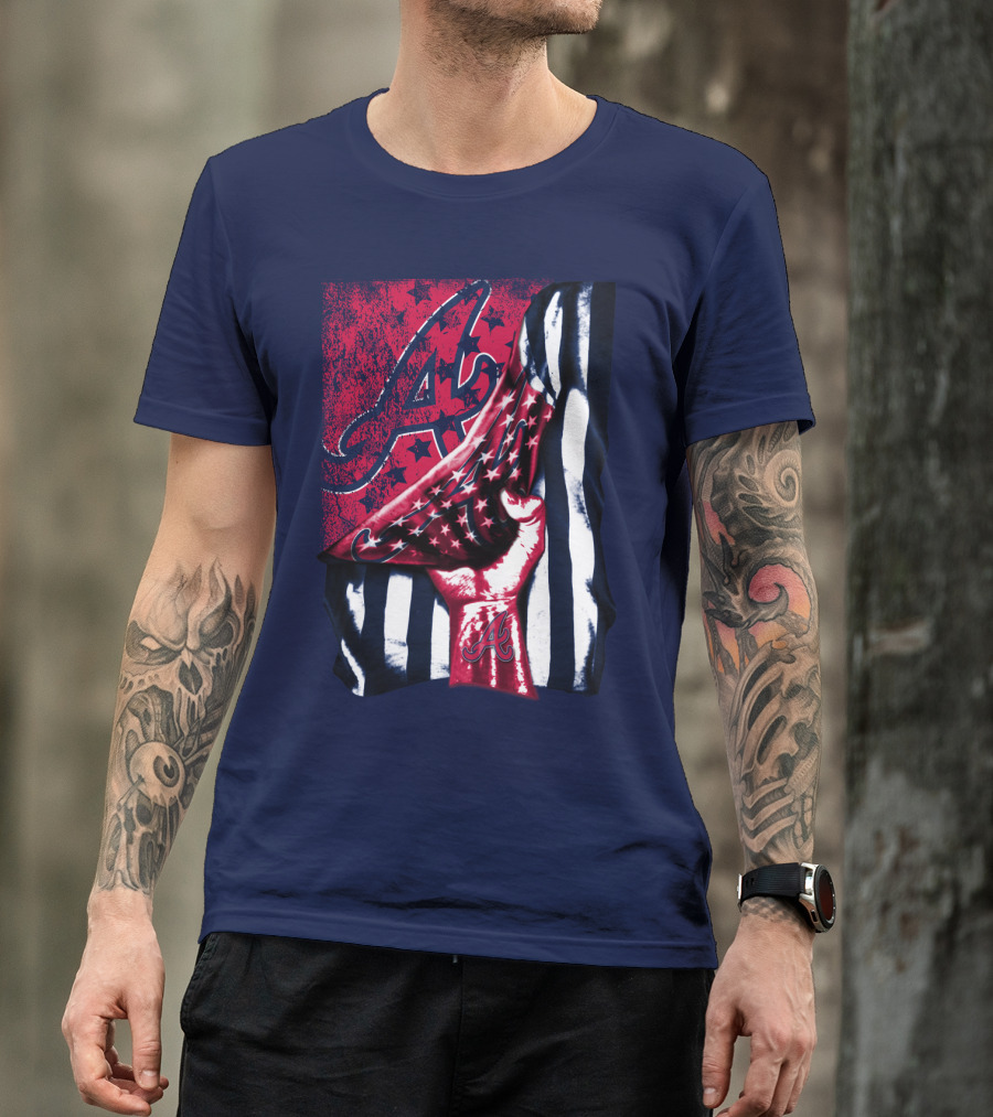 Atlanta Braves A Logo Stars And Stripes Flag T-Shirt