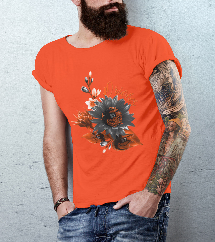 Orioles Sunflower Floral Design Baltimore Orioles T-Shirt