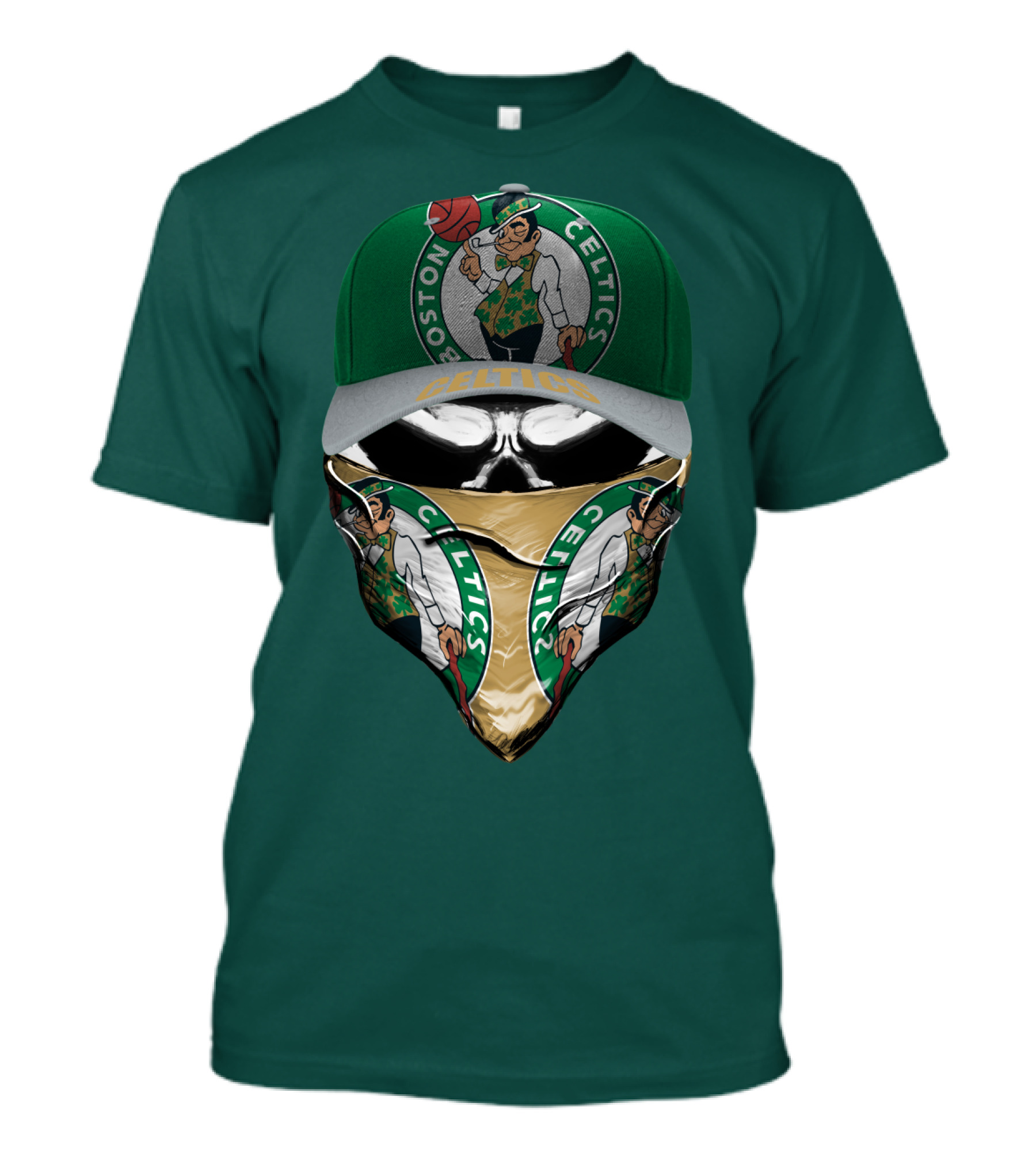 Boston Celtics Lucky The Leprechaun Masked Cap T-Shirt