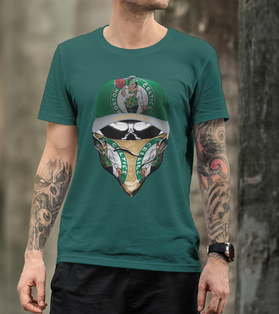 Boston Celtics Lucky The Leprechaun Masked Cap T-Shirt