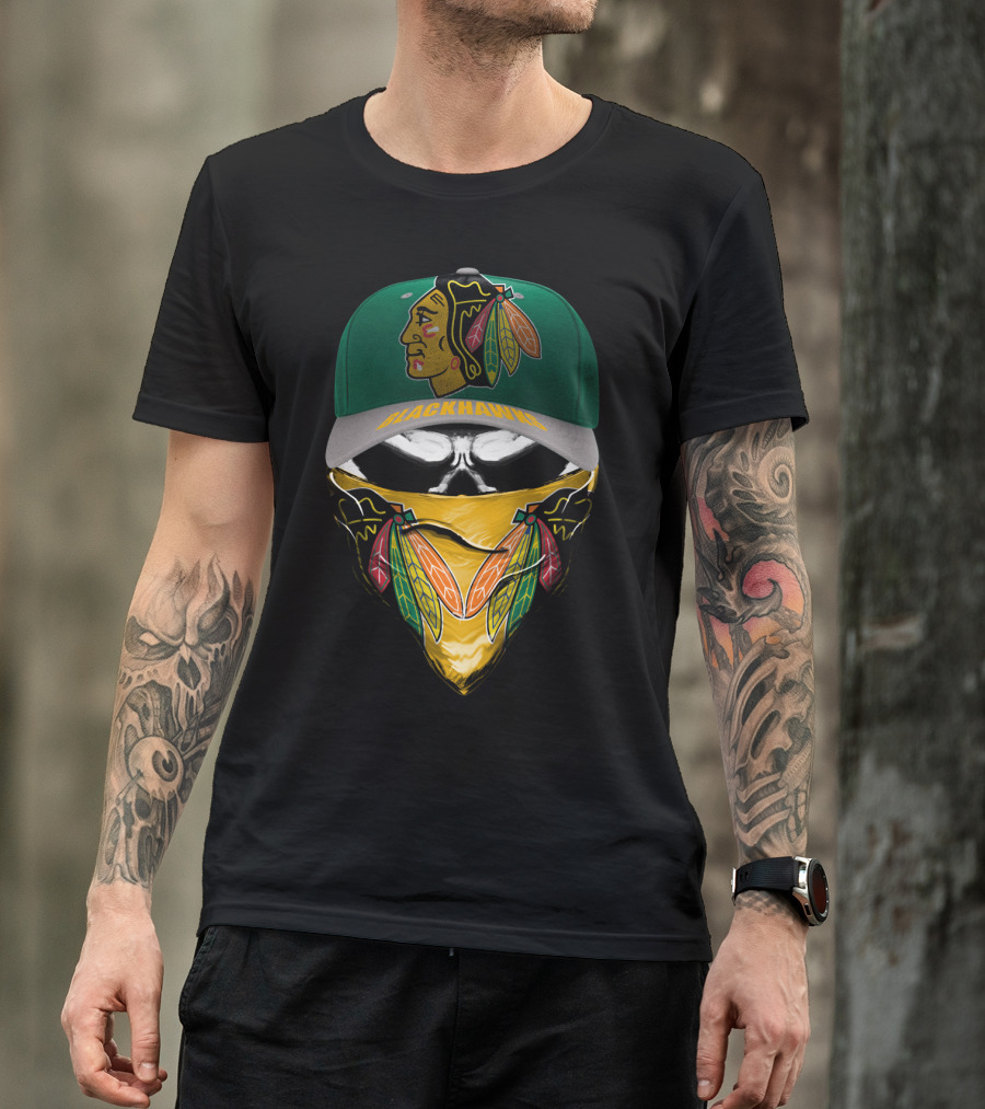 Chicago Blackhawks Logo Cap And Mask Combo T-Shirt