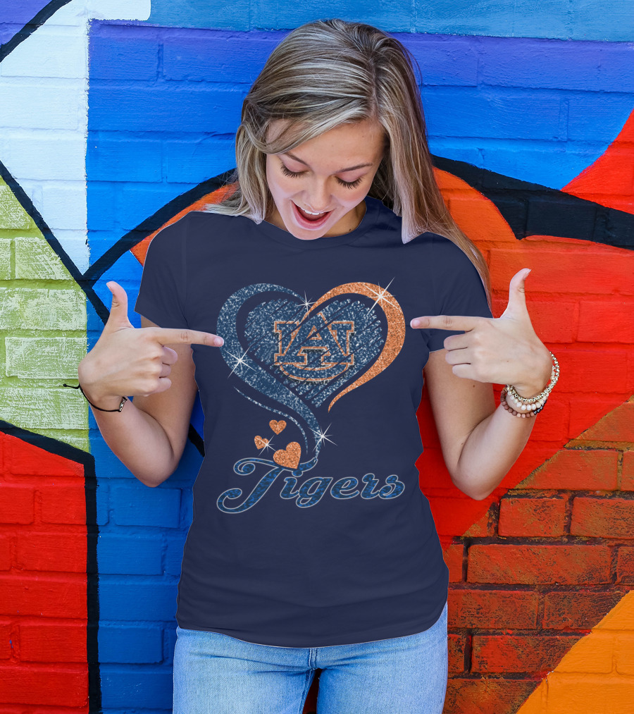 Auburn Tigers Heart Logo With Effect T-Shirt