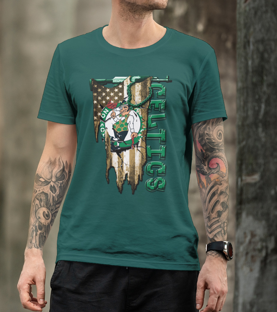 Boston Celtics Vintage American Flag T-Shirt