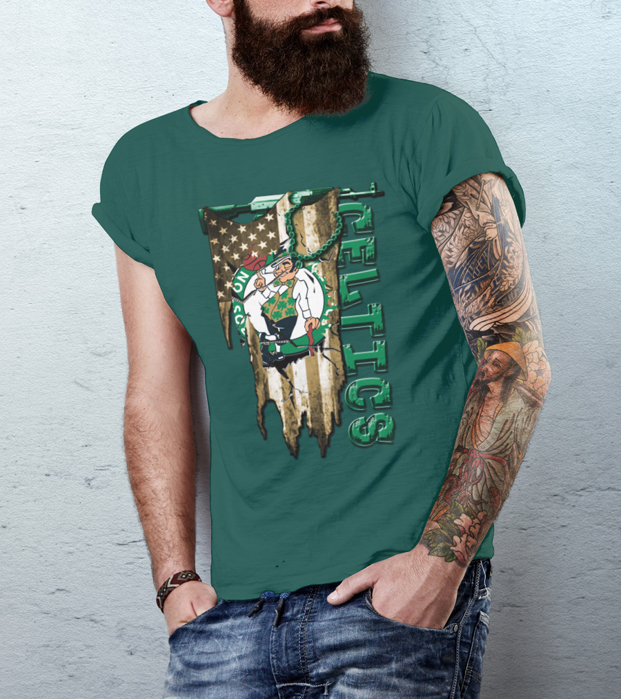 Boston Celtics Vintage American Flag T-Shirt