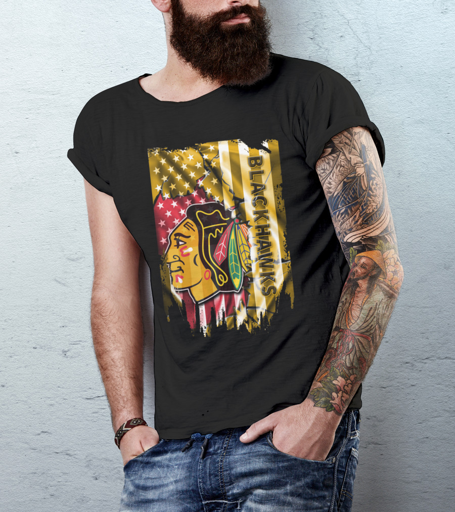 Blackhawks American Flag T-Shirt