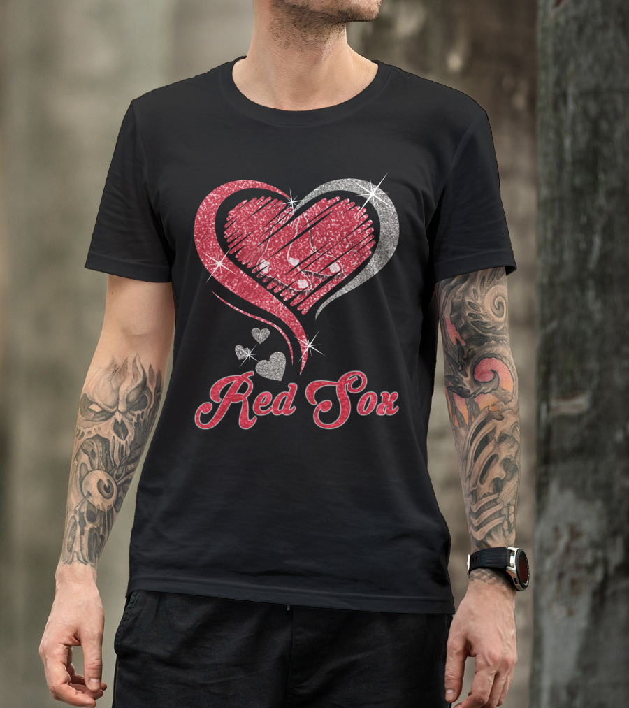 Red Sox Heart Glitter T-Shirt
