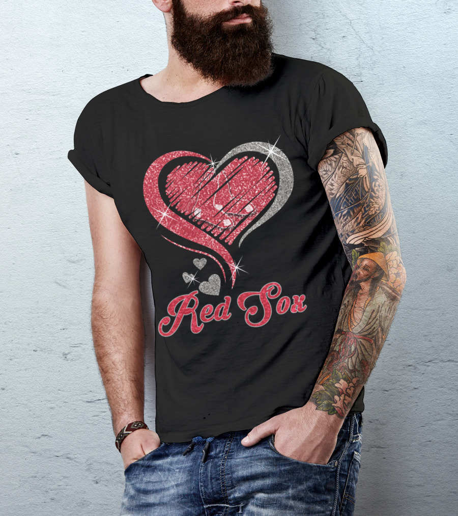 Red Sox Heart Glitter T-Shirt