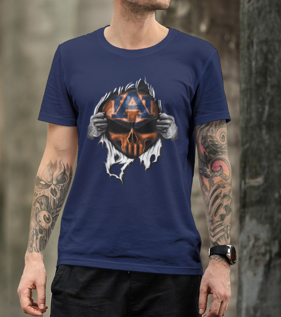 Auburn Tigers Skull Face Peel T-Shirt
