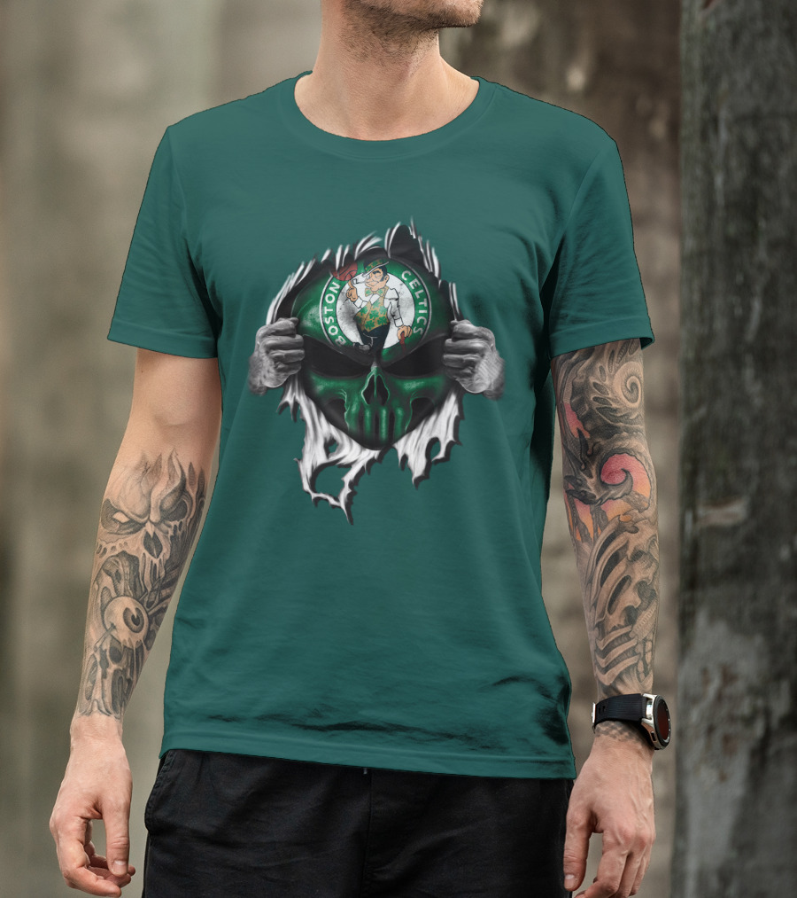 Boston Celtics Skull And Leprechaun Emblem T-Shirt
