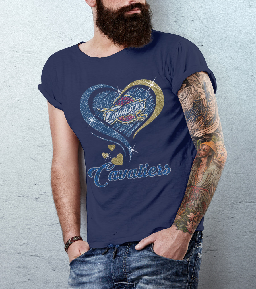 Cleveland Cavaliers Heart Logo Sparkle T-Shirt